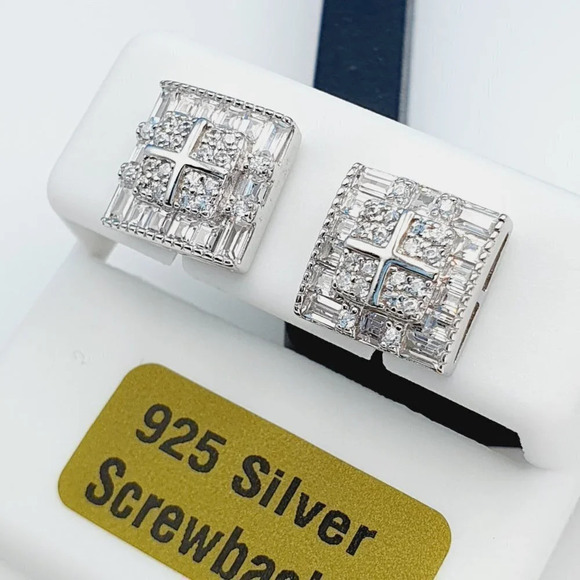 "925 Sterling Silver Cubic Zircon Earrings, UU1P7A7017 - Picture 1 of 10